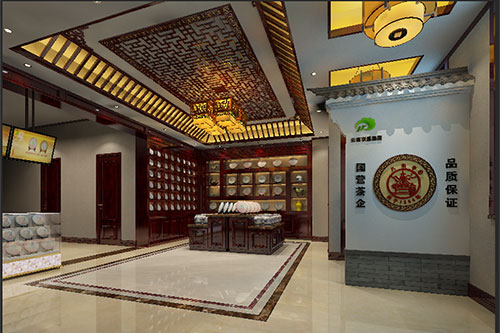 凤县古朴典雅的中式茶叶店大堂设计效果图
